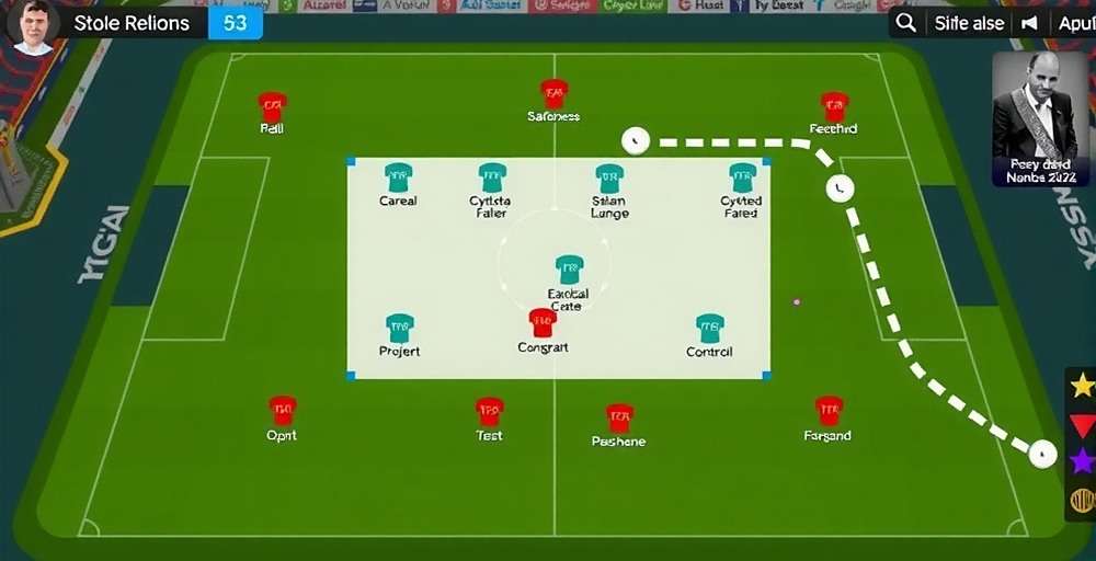 Tactical Setup in Goa Midfield Maestro Tactical setup screen in Goa Midfield Maestro showing Indian-style formation with emphasis on midfield control